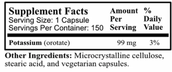 KO Potassium Orotate Label