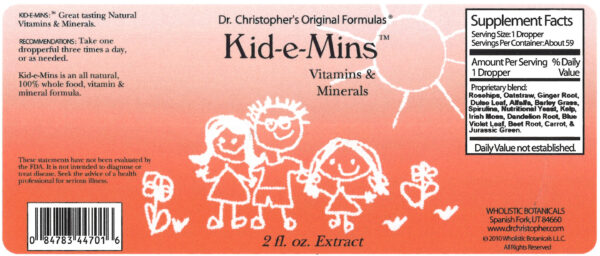 Kid e Mins Extract SKU Extracts & Oils Label