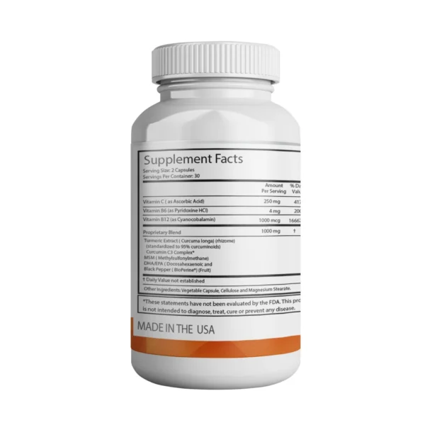 Turmeric Curcumin Capsules ENP Back of Bottle