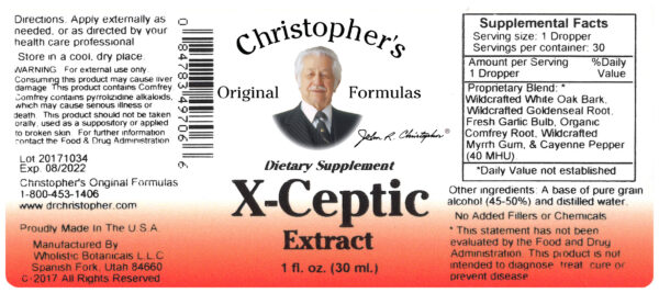 X Ceptic Extract Oil SKU Label