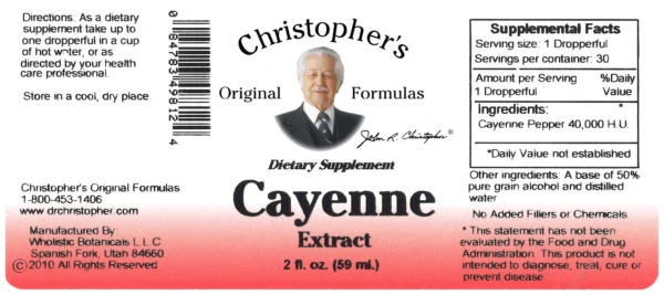 Hot Cayenne Pepper SKU Extract Label