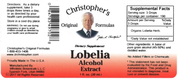 Lobelia SKU Extract Label