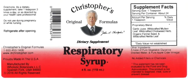 Respertory Syrup SKU Label