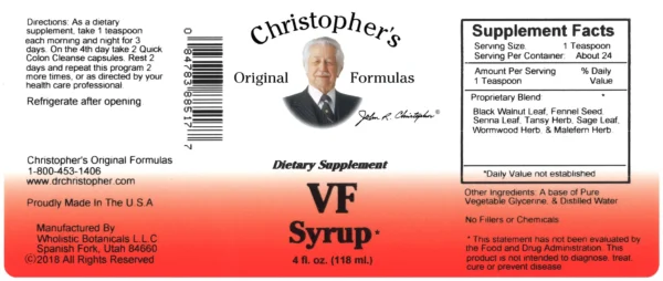 VF Syrup SKU Label