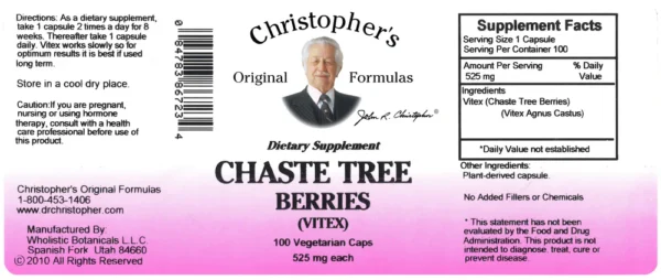 Chaste Tree Berries SKU Label