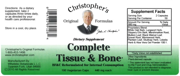 Complete Tissue Bone Ointment SKU Label