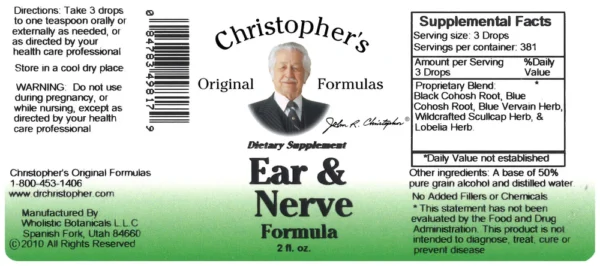 Ear Nerve Extract oz SKU Label