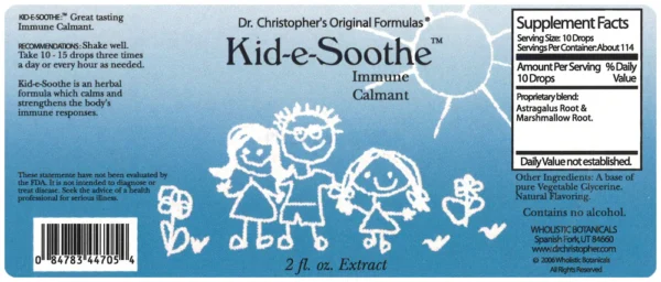 Kid e Soothe Extract oz SKU Label