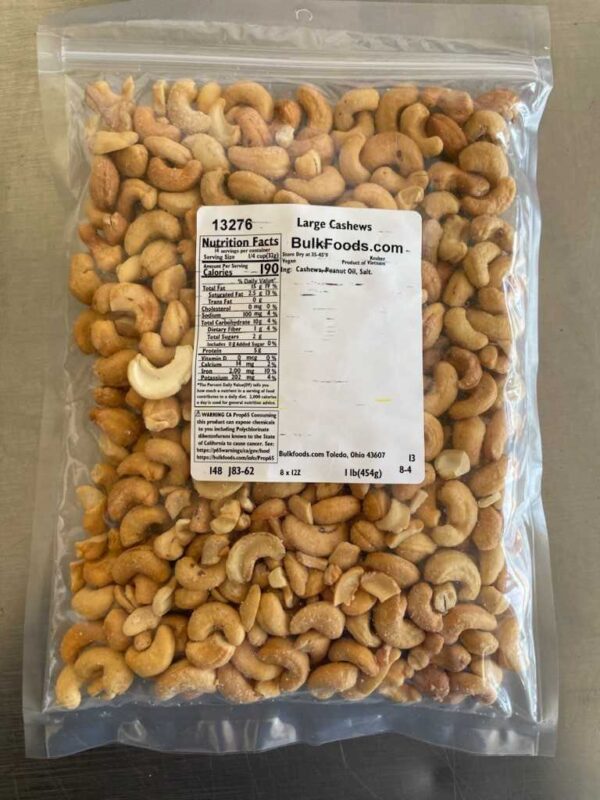 Large Rosted Salted Cashews SKU BF NUTS Back