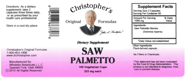 Saw palmetto SKU label