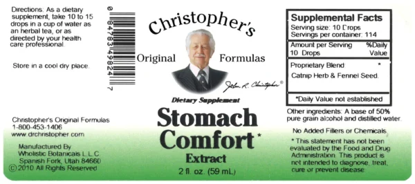 Stomach Comfort Formula Extract oz SKU Label